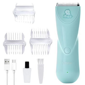 Триммер для стрижки волос детский VGR V-150 беспроводной с керамическими лезвиями 3 насадки 0.5-12 мм Синий
