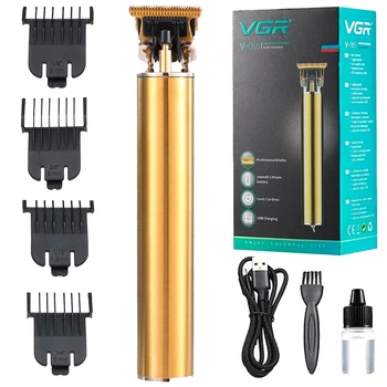 Триммер для бороды VGR V-065 аккумуляторный 5 Вт с USB 4 насадками золотистый металлический профессиональный инструмент для окантовки и стайлинга волос