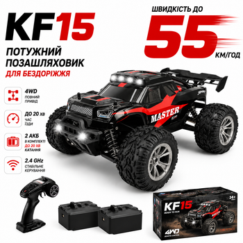 Радиоуправляемая машинка KFPLAN KF15 1:16 4WD на пульте управления, RC внедорожник, монстр-трак, вездеход, аккумулятор