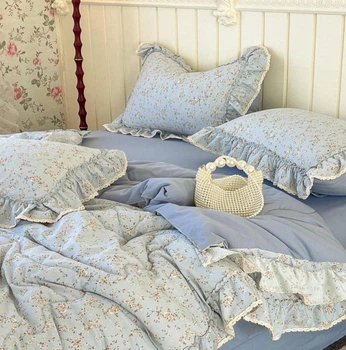Постельное белье евро с летним одеялом и с рюшами из мако-сатина Mency Print 9 21239 200х220 см 5243330