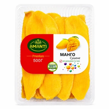 Манго сушене цукати Amanti Mango Premium Аманті скибочки Преміум солодке вакуум Пакет 500г