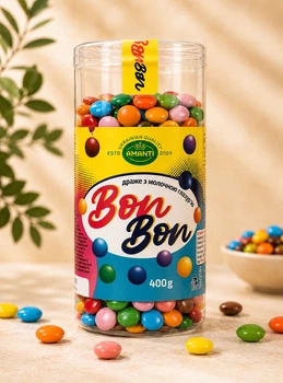 Набір Цукерки Асорті в глазурі Amanti Bon Bon драже Аманті шоколадно-молочні Тубус 400г