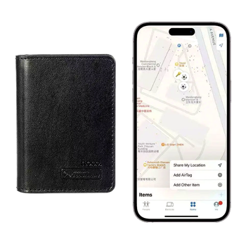 Поисковый трекер Hoco E91F Bluetooth брелок для поиска ключей сумок и кошельков с беспроводной зарядкой черный