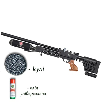 Пневматична гвинтівка PCP Optima Factor Sniper S 4.5мм з кулями 400 шт та олією 200мл — високоточна редукторна пневматика з 48.7 Дж