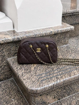 Элегантная женская кожаная сумка Chanel коричневая (97021)