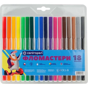 Фломастеры Centropen 7790/18 Washable, 18 colors