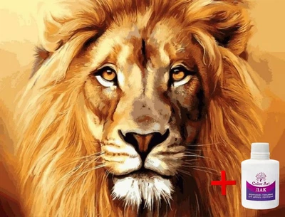 Алмазна мозаїка на підрамнику ColorArt Лев 30х40 STP471 + Подарунок лак для покриття