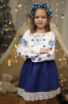 Спідниця для дівчинки Українська синя з фатином 122