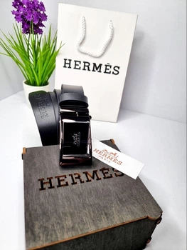Мужской кожаный брендовый ремень с автоматической черной пряжкой Hermes