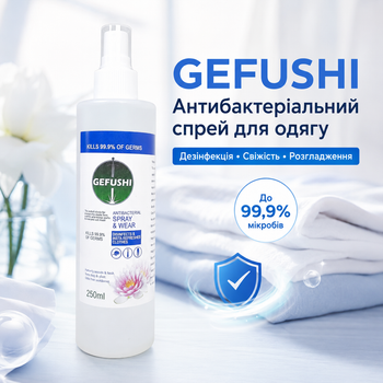 Антибактеріальний спрей Gefushi Antibacterial Spray & Wear Спрей для одягу 250 мл Дезінфікуючий спрей Освіжувач одягу