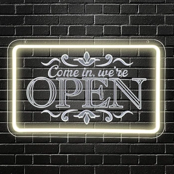 Неоновая вывеска Come in We're Open RuCvixkt с дыммером тепло-белая 15'x9.5''