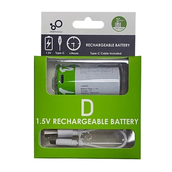 Батарейка акумуляторна тип D(LR20,L20) з роз'ємом USB Type-C від Smartoools на 1.5V/12000mWh