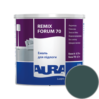 Емаль акрилова для підлоги Aura Luxpro Remix Forum 70 RAL 6004 TR (синьо-зелений) глянцева 0.7 л