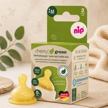 Соска кругла Cherry Green (латекс)(від 0 м.),М (середній потік),(2 шт)/ NIP