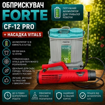 Опрыскиватель Forte CF-12 PRO и насадка Vitals Spr 2612k
