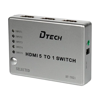 Коммутатор 4K@30Hz HDMI 5x1 Dtech DT-7021 (MS) (74-00135)
