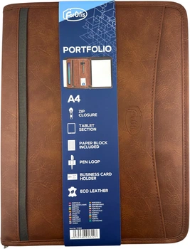 Папка деловая из экокожи ForOfis 91822 коричневая с блокнотом (4030969918227)