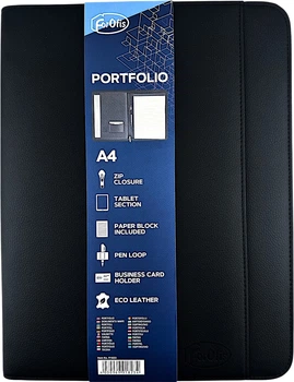 Папка деловая из экокожи ForOfis 91823 черная с блокнотом (4030969918234)