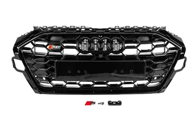 Решетка радиатора Audi A4 B9 2020-2024 стиль S4 черный глянец