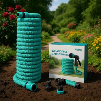 Садовый шланг EXPANDABLE GARDEN HOSE K-75FT, длина 22.5 м, с распылителем и переходником