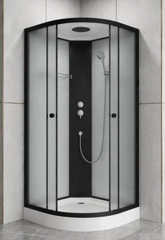 Душовий бокс SUNWAYS JET 90×90×215 см із матовим склом Fabric та чорним профілем
