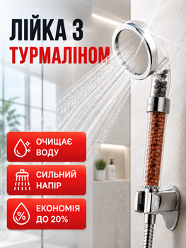 Лейка на душ ионизирующая насадка с фильтром из турмалиновых гранул BRS Silver