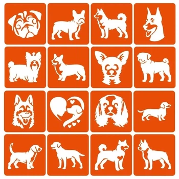 Набір трафаретів для біо-тату "Собаки" Fresh Tattoo dogs-6x6-16