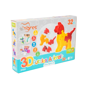 3D пазл Животные 32 детали для детей от 1 года пластик Tigres MC-5222
