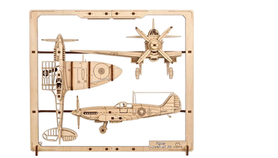 Пазл 2.5D деревянный Истребитель Fighter Aircraft Mk VIII для дома 47 элементов Ugears MC-7506