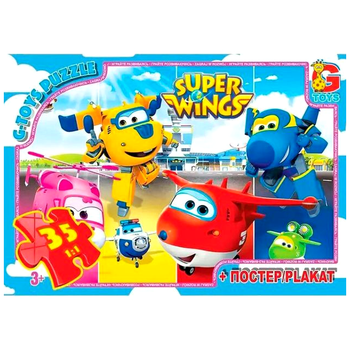 Пазлы 35 элементов для детей от 3 лет картон Super Wings G-Toys MC-9177
