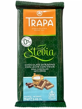 Шоколад молочний Trapa Stevia без цукру зі стевією 75 г