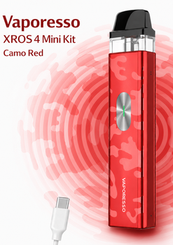 Многоразовая под-система электронная сигарета Vaporesso XROS 4 Mini Camo Red Красная электронка 100мАч со сменнеым картриджем