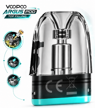 Картридж VooPoo Argus Pod Top Filling для электронной сигареты сменный резервуар для подов на 0.4 Ом Вупу Аргус 3 мл до 18 Вт пластик