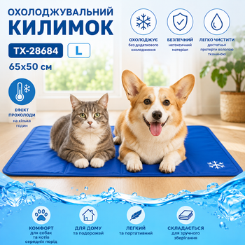 Охолоджувальний килимок для тварин Trixie Cooling Mat TX-28684, L, 65×50 см, синій