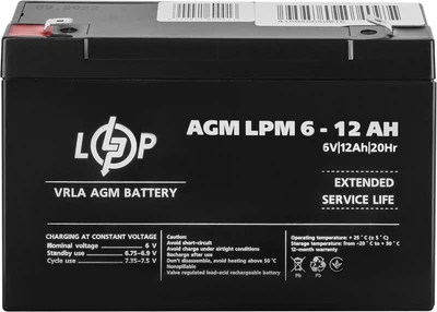 Аккумуляторная батарея LogicPower AGM LPM 6V 12Ah (LP4159)