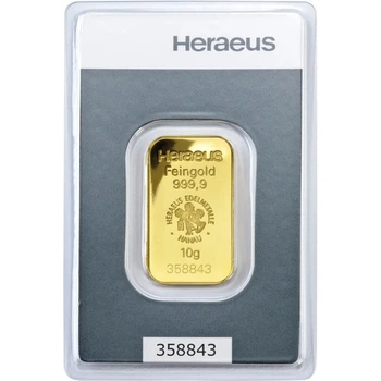 Колекційний золотий злиток 10 грам HERAEUS