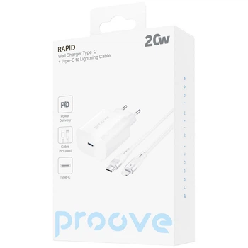 СЗУ Proove Rapid 20W (Type-C) + Кабель Type-C to Lightning white