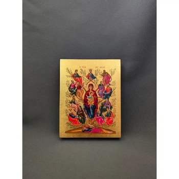 Писаная маленькая икона Древо Иессеево Пресвятой Богородицы 9×11,5 см