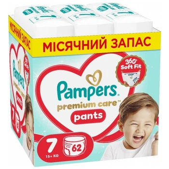 Подгузники Pampers Premium Care Pants Розмір 7 (15+ кг) 62 шт (8006530320245) Pampers 8006530320245 1054573