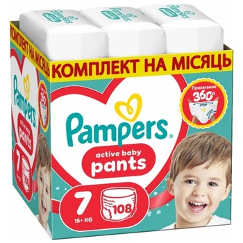 Подгузники Pampers Active Baby Pants Розмір 7 (15+ кг) 108 шт (8006530305747) Pampers 8006530305747 1053169