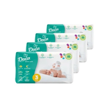 Подгузники Dada Extra Soft Размер 3 MIDI (4-9 кг) 4 упаковки по 50 шт (200 шт) (4820174989545) Dada 4820174989545 1057548
