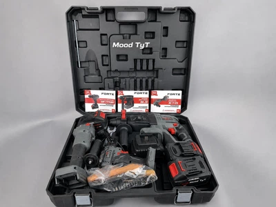 Набор инструментов аккумуляторных Forte CDR-21PROMO AG 21-125 RH-26 зарядное устройство 3 шт 4Ач АКБ кейс