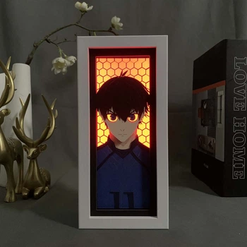 Многослойный Ночник лампа аниме Синяя тюрьма Blue Lock светильник вертикальный Yoichi Isagi Блю Лок Йоичи Исаги RGB