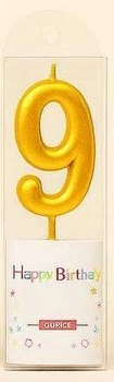 Свічка в торт Candles цифра Золотиста " 9"