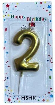 Свічка в торт цифра Золотиста "2"