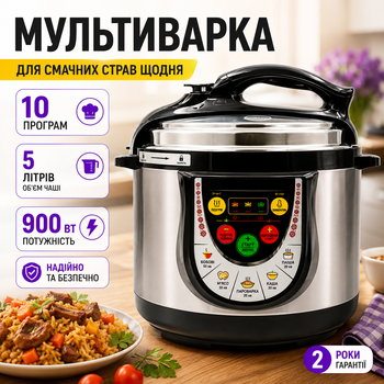 Мультиварка-скороварка Rotex REPC53-B 900 Вт, мультиварка з чашею 5 л, електронним керуванням