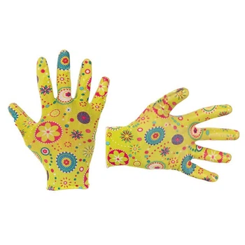 Перчатки садовые с нитриловым покрытием 8" желтые INTERTOOL