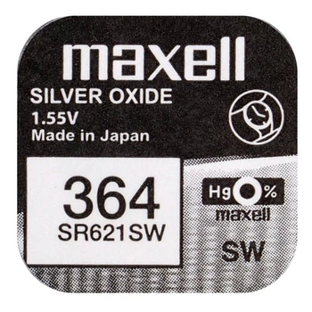 Батарейка часовая серебрянно-цинковая Maxell 364 SR621SW (G1,AG1,164), 1.55V, блистер 1шт