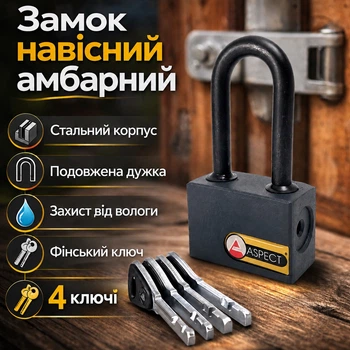 Замок навісний Aspect ЗН-С-Пр60-А-Д з довгою дужкою