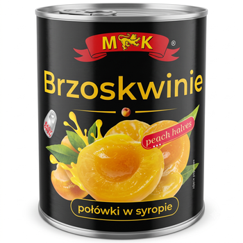 Консервовані персики половинки в сиропі MK Brzoskwinie 820 г (Греція)